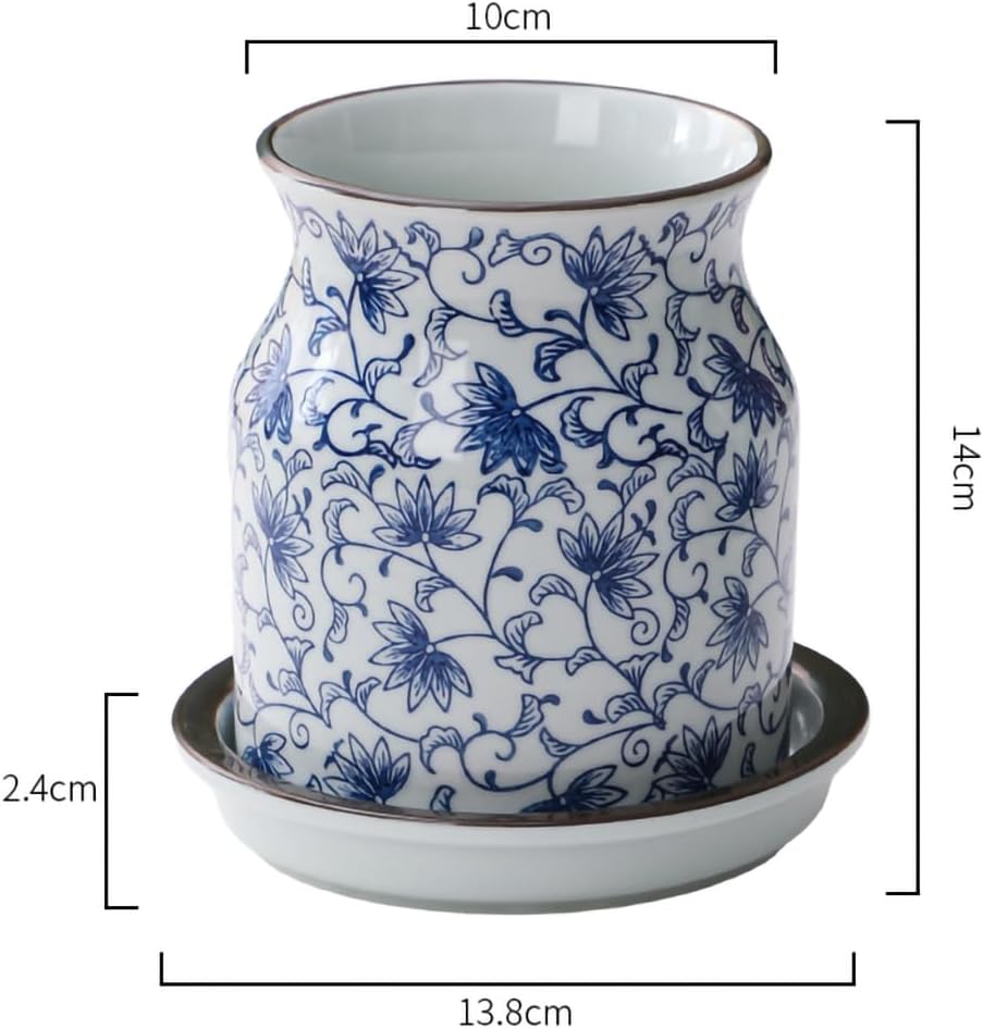 WAIT FLY 青と白の磁器製キッチン用品ホルダー 底付き 食器収納 オーガナイザー 台所用クロック用 カウンタートップ キッチン