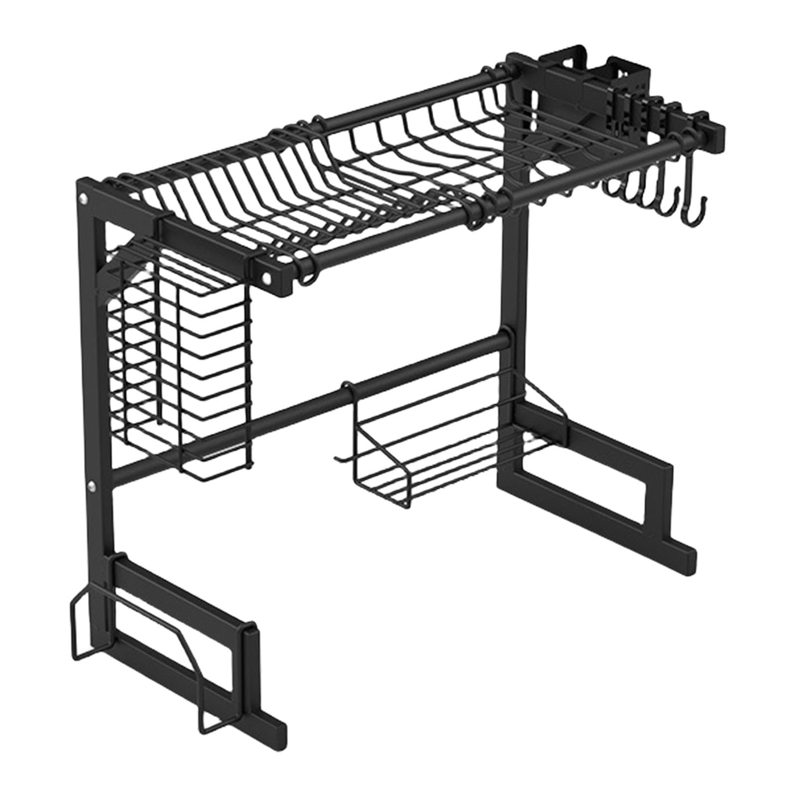 Escurridor de platos para fregadero, escurridor impermeable con ganchos, utensilio multifuncional con fregadero, soporte de secado compacto, escurridor de acero inoxidable para cocinas pequeñas | utensilio multifuncional con fregadero, soporte de secado c