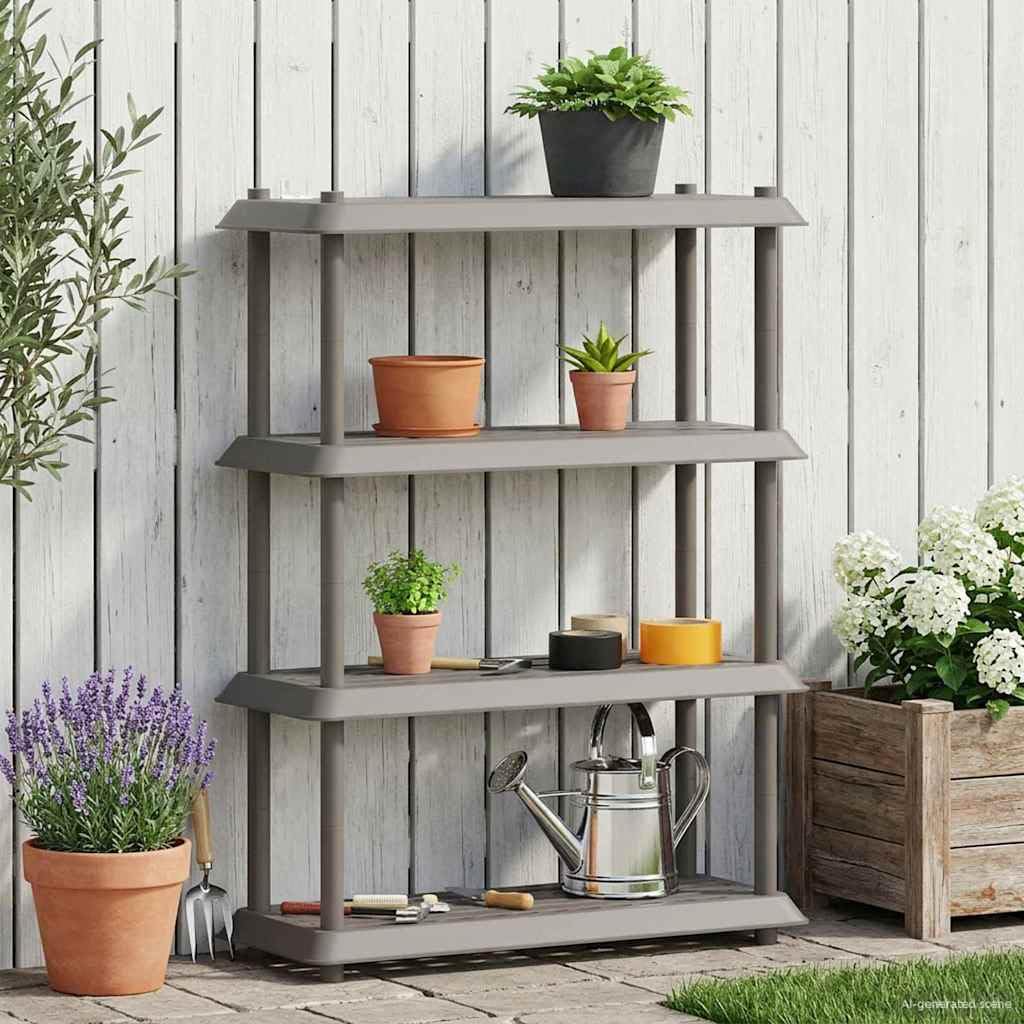 Générique Unità portaoggetti 4 livelli 100 x 40 x 136,5 cm PP Grigio Chiaro | Uso interno esterno, fori drenaggio, pulizia semplice, supporto piante, fissaggio a parete incluso
