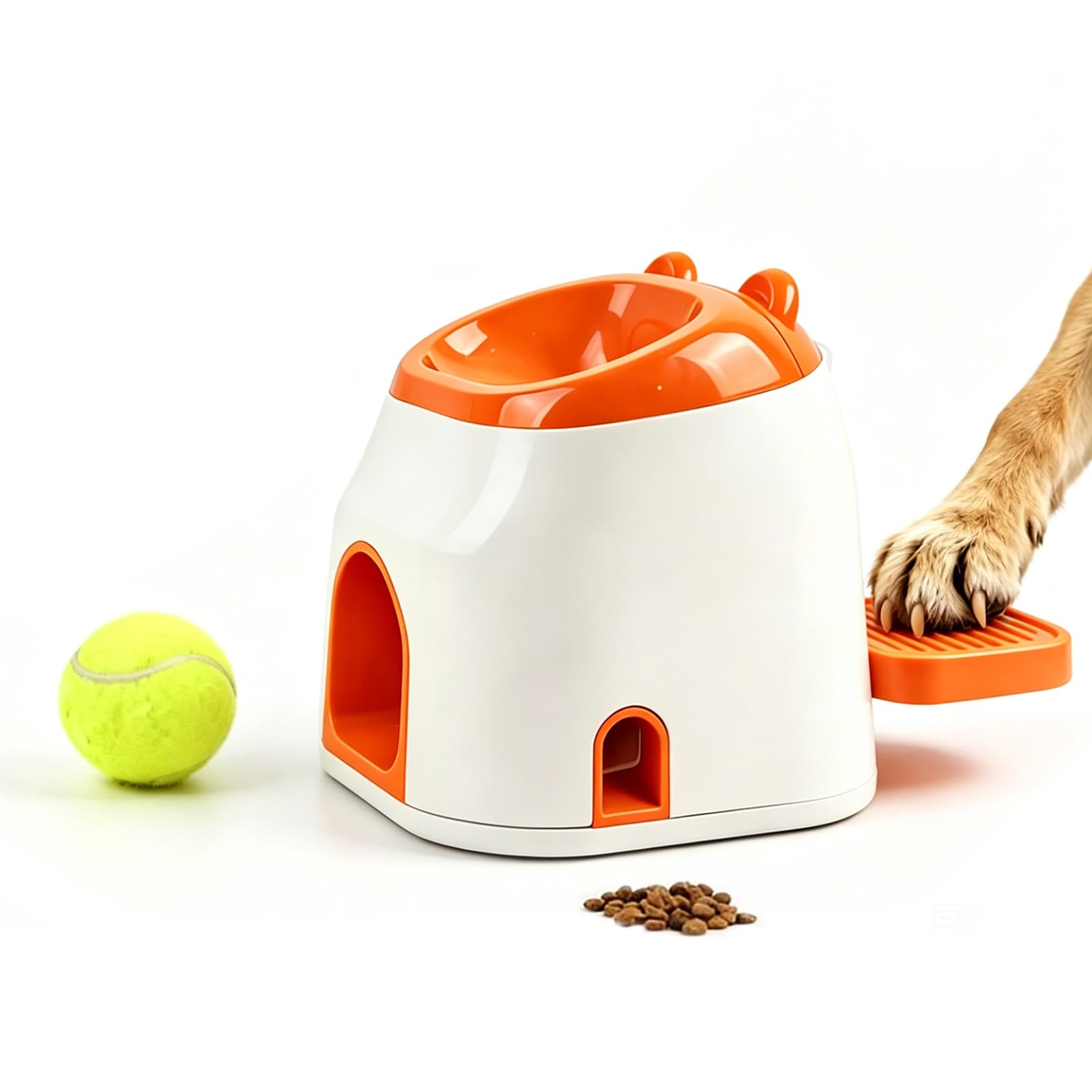 Lanzador de Pelotas para Perros, Máquina Lanzadora de Pelotas para Perros con Dispensador de Golosinas, Incluye 1 Pelota, Máquina de Búsqueda Interactiva para Interiores, Exteriores, Patio Trasero