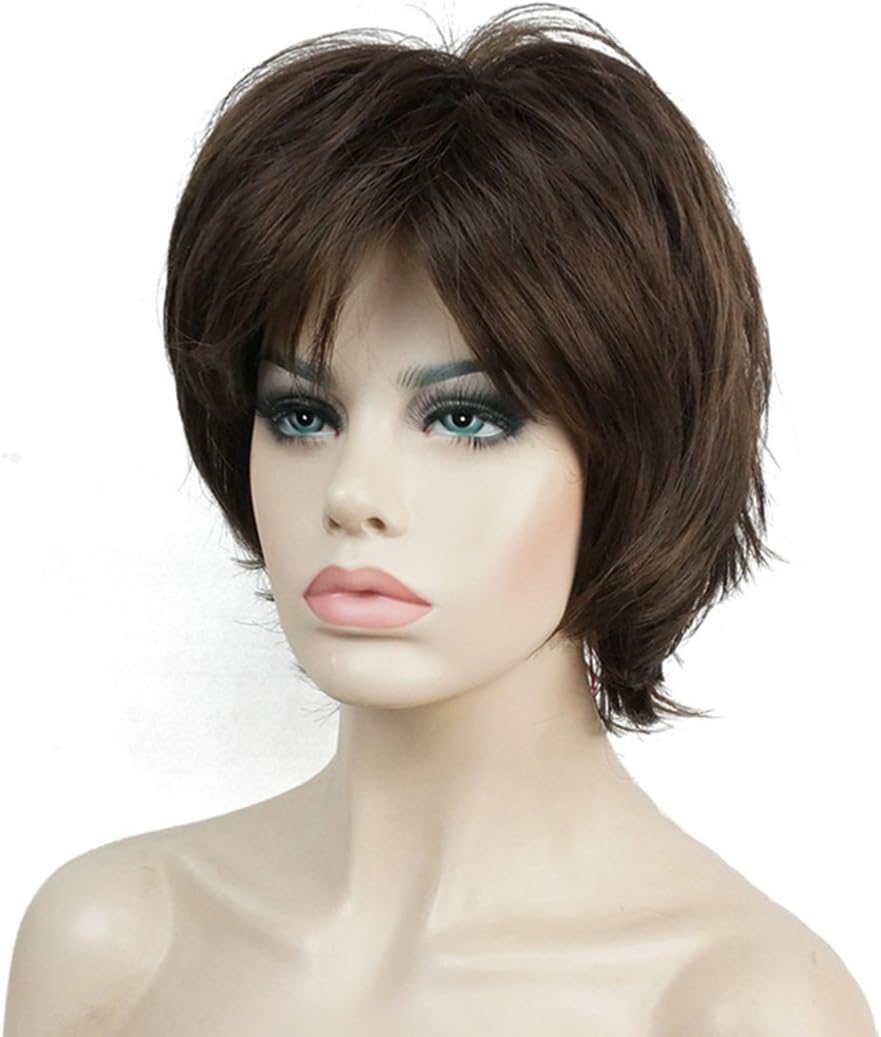 Lydell Short Layered Shaggy Full Synthetic Wig Wigs (Light Chestnut Brown), #8 Lt Chestnut Brown, 22 inch - Image 4