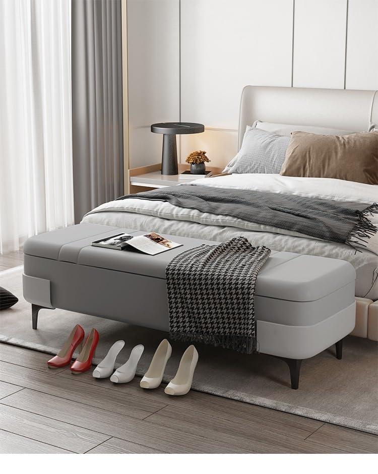 Repose-pieds rembourré et pliable avec coffre de rangement intégré