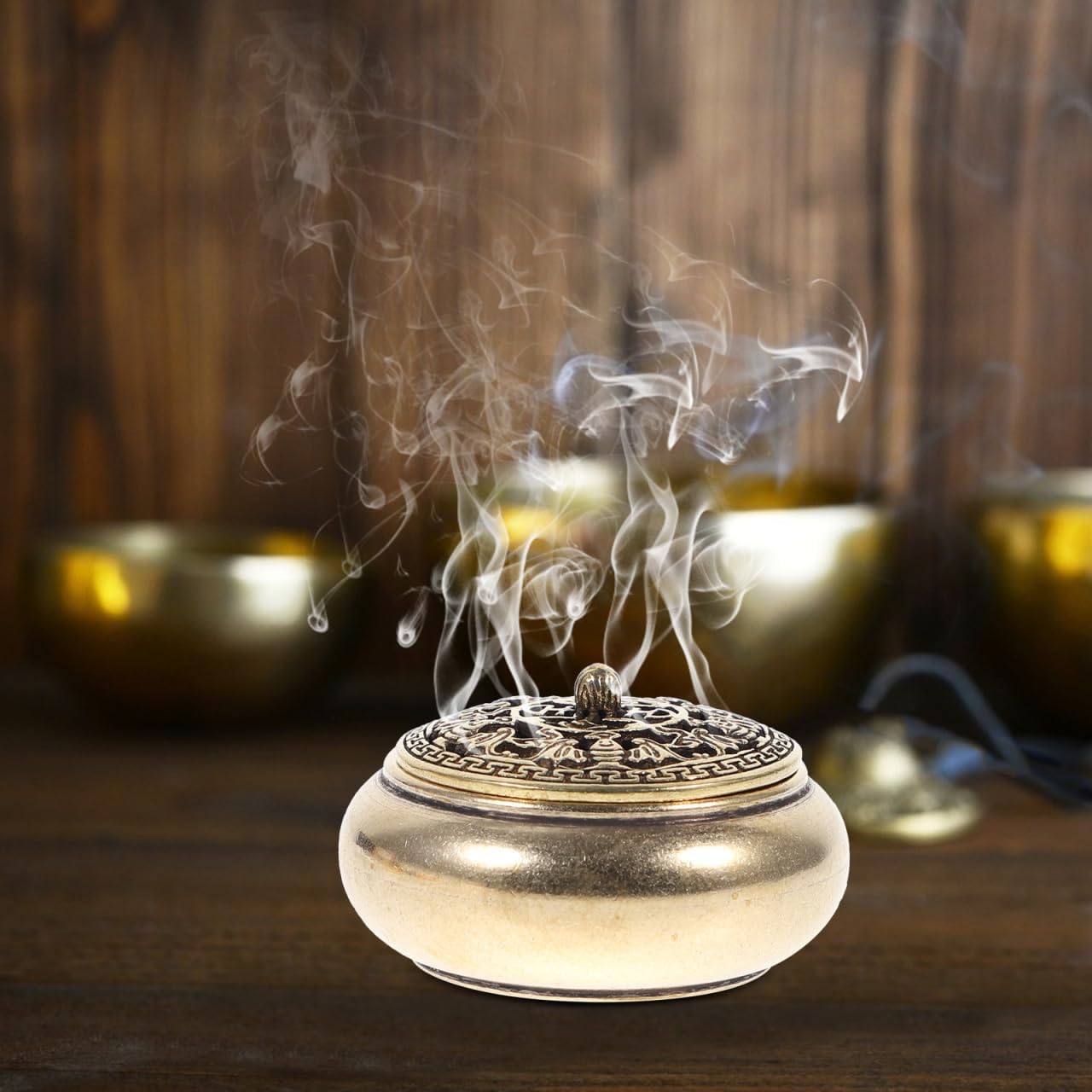 ORFOFE Vintage Mini Incense Burner 2 Pack Small Brass Cone Holder Censer for Home Aromatherapy Relaxation Desktop Decor