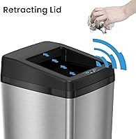 Vista 2 de iTouchless Basurero de cocina con tapa abierta deslizante de 14 galones, con sensor de movimiento rectangular de acero inoxidable para el hogar