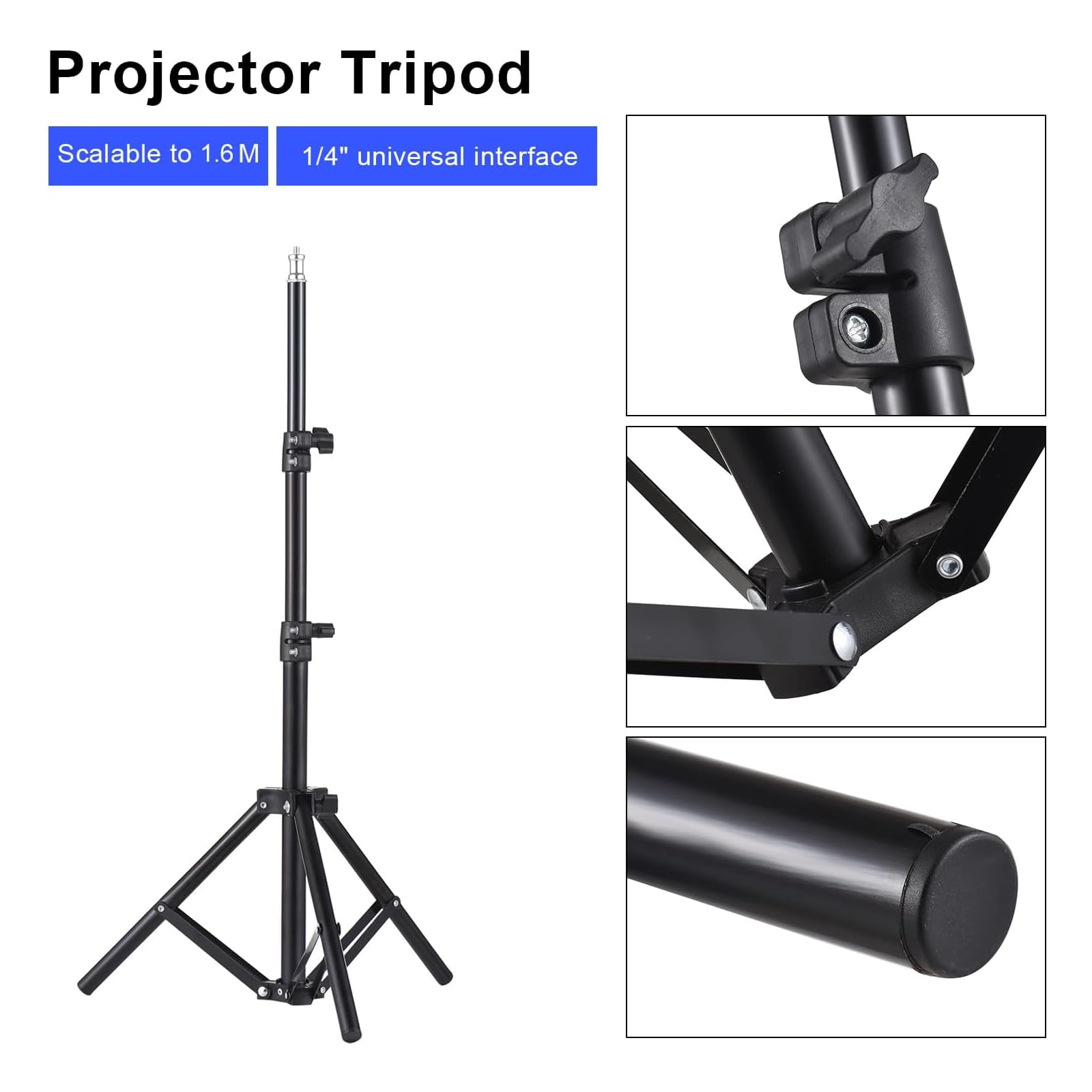 Docooler Trépied universel pour projecteur, support extensible, support portable en alliage d'aluminium, interface de 1/4", hauteur réglable pour projecteur LCD