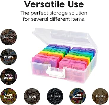 IRIS USA Photo Storage Box |Made in USA| 16 Cases - (2-Pack) - Clear/Multi