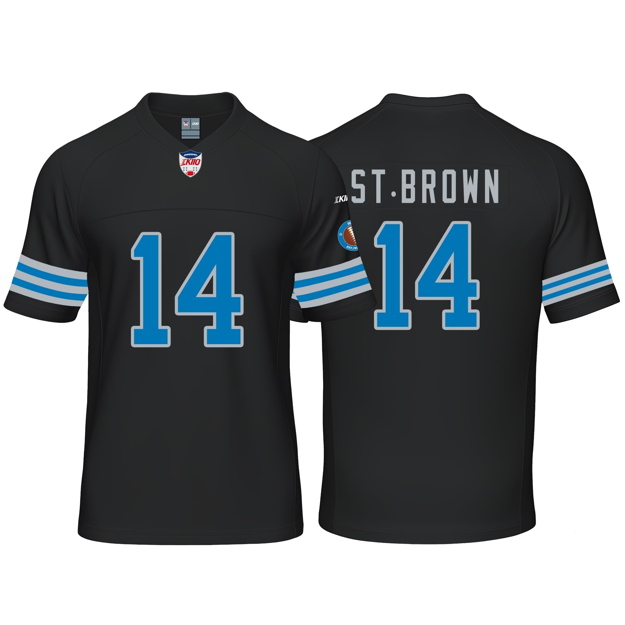 Custom Mens/Youth Football Stitched T-Shirt for Sports Fan Blue No Brand/Logos