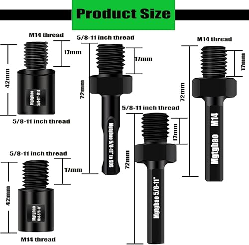 Miniatura 2 de Adaptador de amoladora angular, brocas de núcleo de diamante de diferentes roscas, cortador M14 hembra a 58-11 macho.