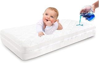 Crib Mattress Protector, Baby Mattress Protector | Crib Waterproof Mattress Cover | Breathable Zippered Toddler Mattress Protector (White, 52” x 28”)