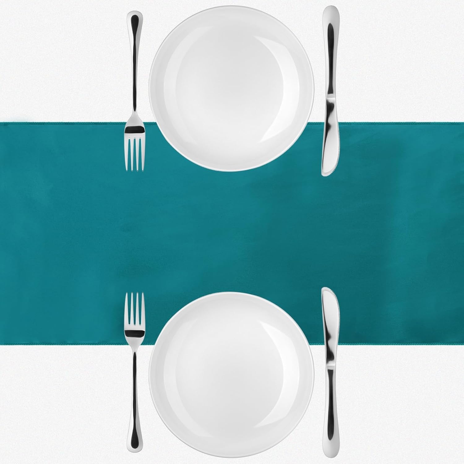 uxcell 12 Pcs Peacock Blue Satin Table Runner 12" x 108" Romantic Silk Table Runner Smooth Fabric Table Runner Decorations for Wedding Dining Birthday Party (9ft)