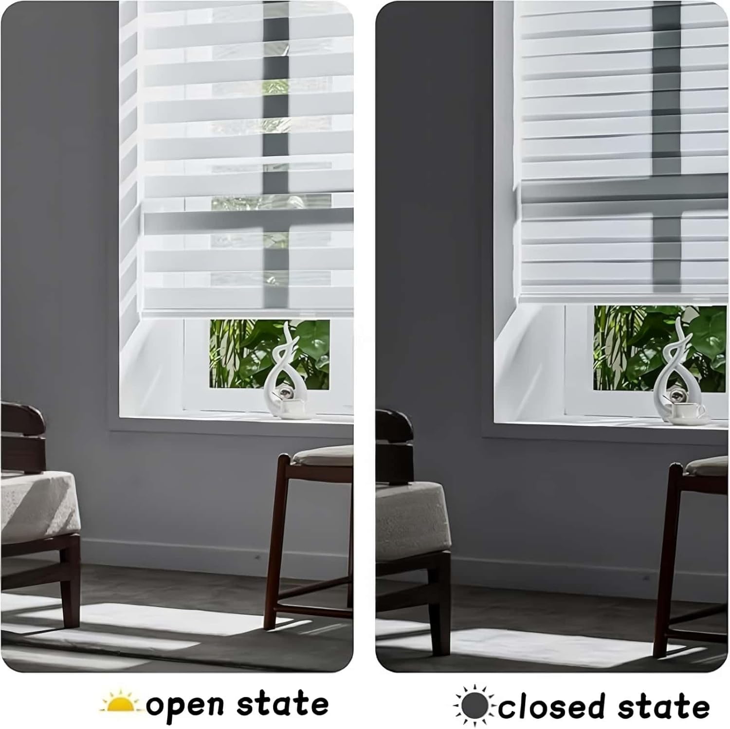 Cordless Zebra Blinds for Windows Free-Stop Dual Layer Day & Night Light Control Light Filtering Sheer Shades for Home Bedroom Office Easy to Install.White.77 W x (22" H to 120" H Customize)