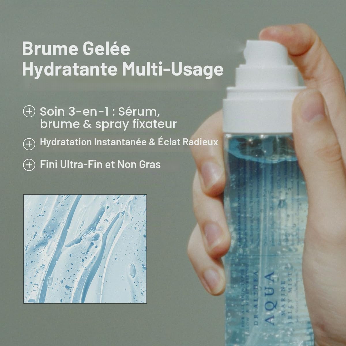 Dr.Althea Aqua Marine Jelly Mist | Brume Hydratante Visage Ultra-Fine | Sérum au PDRN et Triple Acide Hyaluronique pour un Éclat Naturel | Soin Coréen Vegan, 100 ml