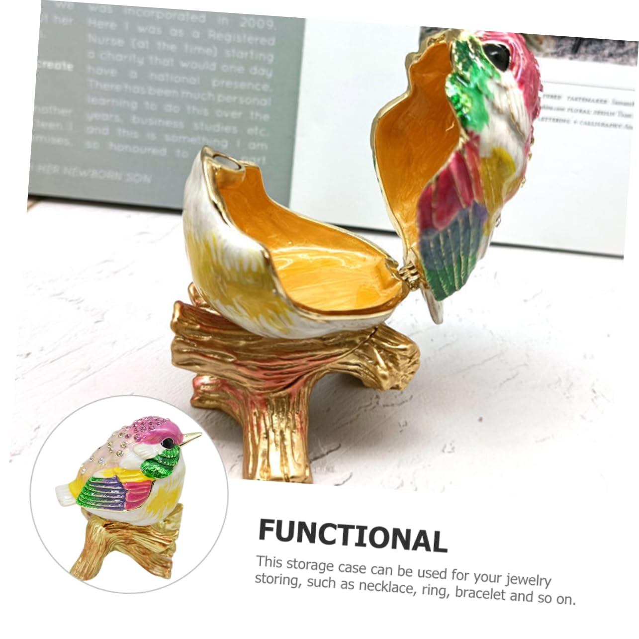 Boîte à Bijoux En Métal Avec Figurine d 39 Oiseau Boîte De Rangement Pour Bagues Objet De Décoration d 39 Intérieur Unique
