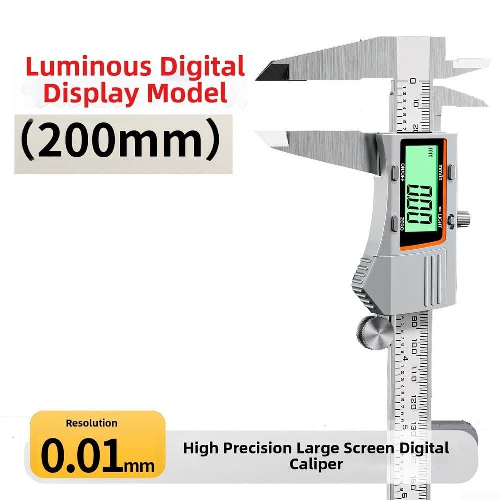 Calibre digital de 150 mm, acero inoxidable, precisión de 0,01 mm, para resolución, protección IP54 para talleres y proyectos de bricolaje (B)