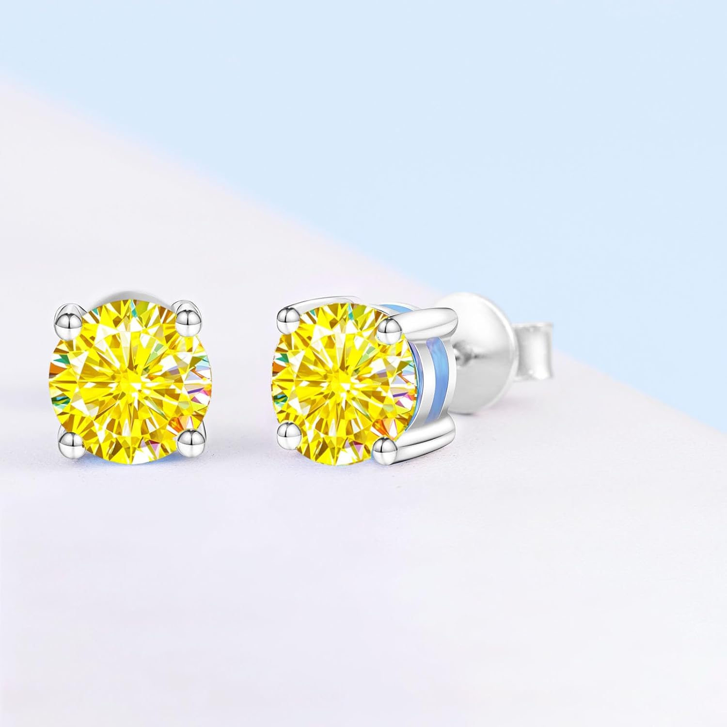 Moissanite Earrings,2ct D Color VVS1 Clarity Solitaire Round Cut Earrings S925 Sterling Silver for Women Men Moissanite Stud Earrings - Image 2