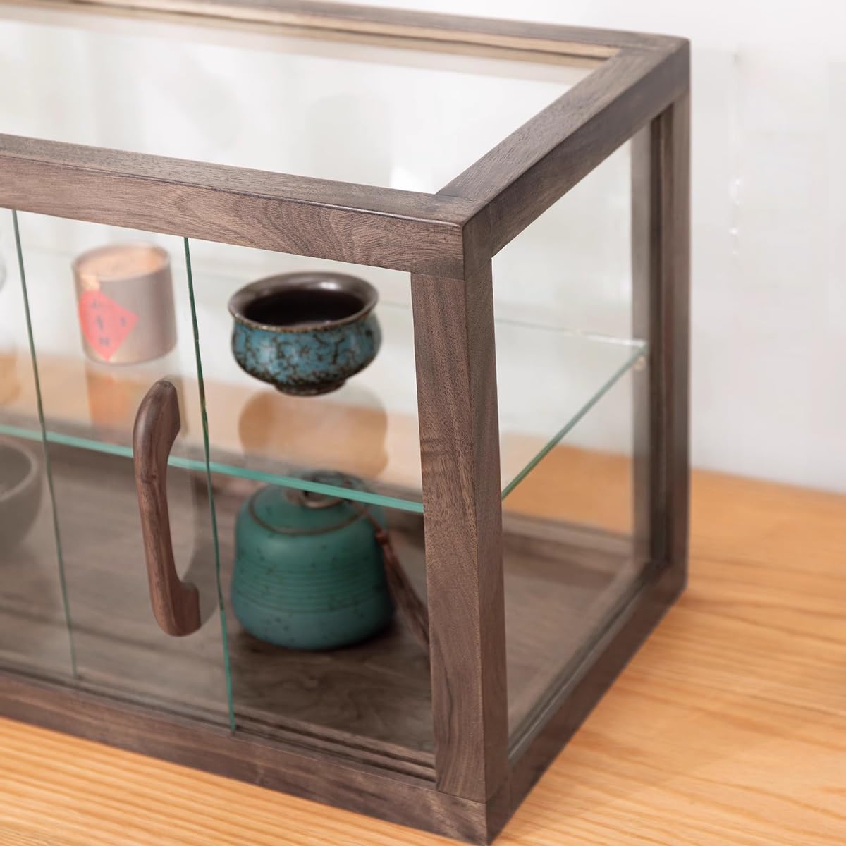 Vitrina de madera para pastelería, vitrina comercial de 2 niveles, vitrina de pasteles, coleccionables, vitrina de cristal