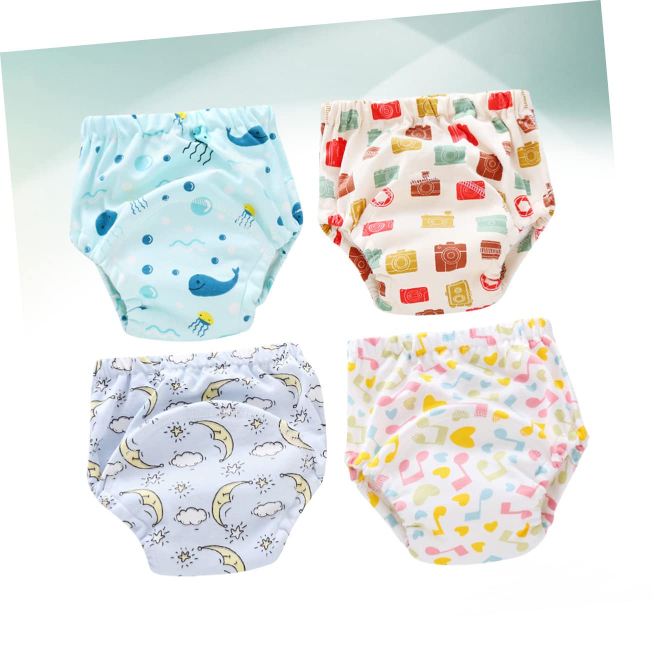 TOYANDONA 4piezas Pantalones De Entrenamiento Para Bebés Pañales Lavables De Gasa Transpirables Para Aprender Usar El Baño Paquete De Unidades Diferentes Estampados
