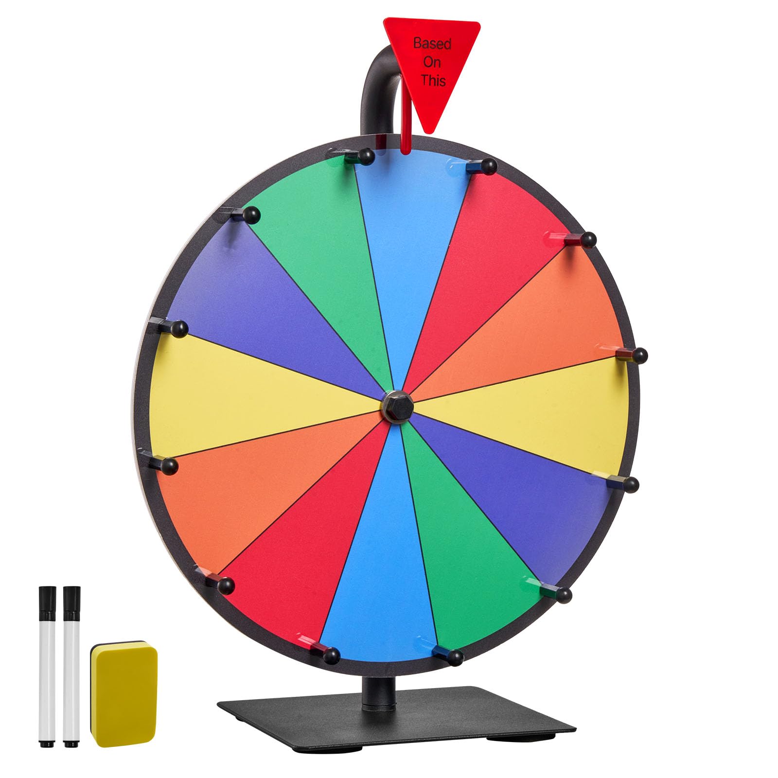 VEVOR Ruota dei Premi Girevole 305 mm, Roulette da Tavolo 12 Slot Win Fortune con Pennarello Cancellabile