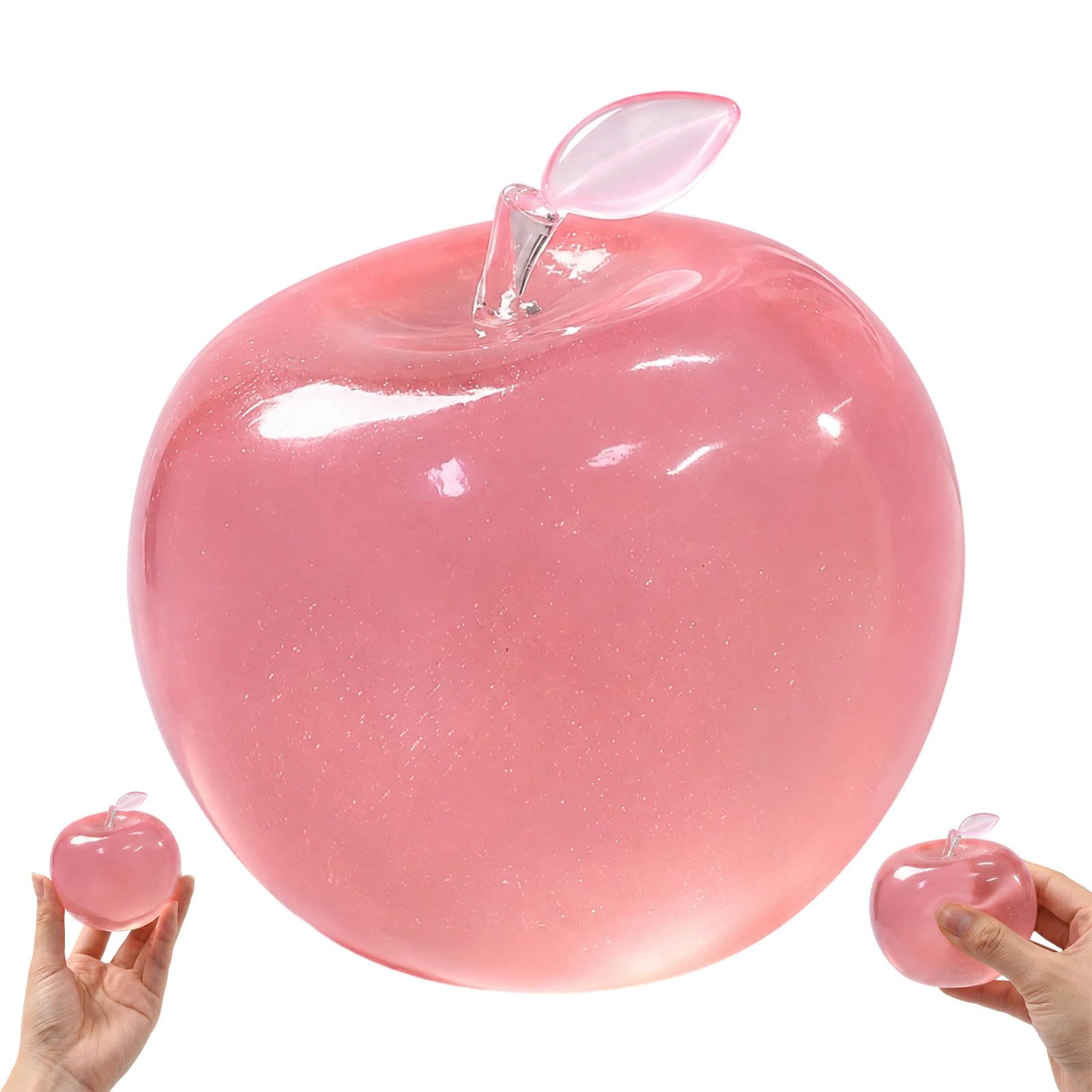 JaiZvt Apple Squishies, Slow Rising Squishies, Fidget Toys, Stress Relief Sensory Tools, Pink Fruit Squishies, 6 cm Apple Stress Ball, Clear Squishies for Focus and Calm