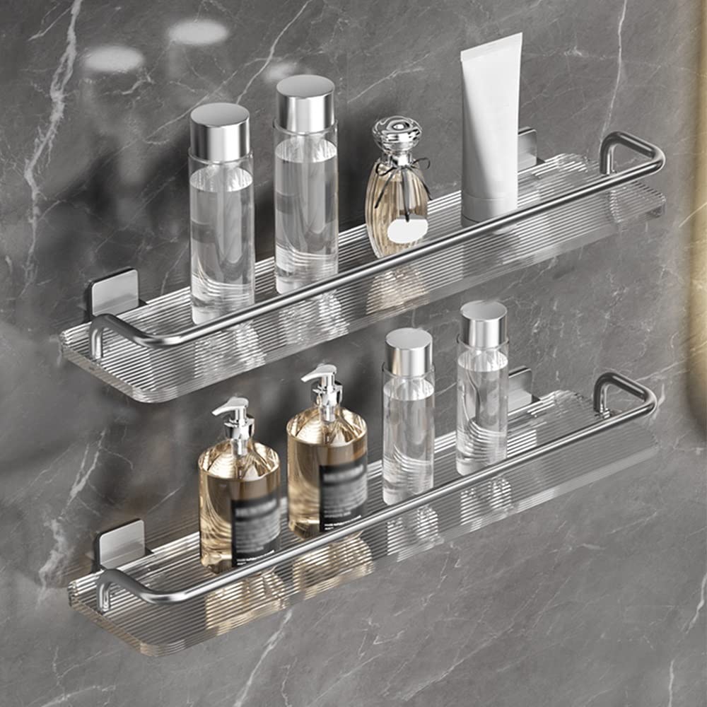 Caddie de douche sans perçage en acrylique gris avec porte-serviettes élégant