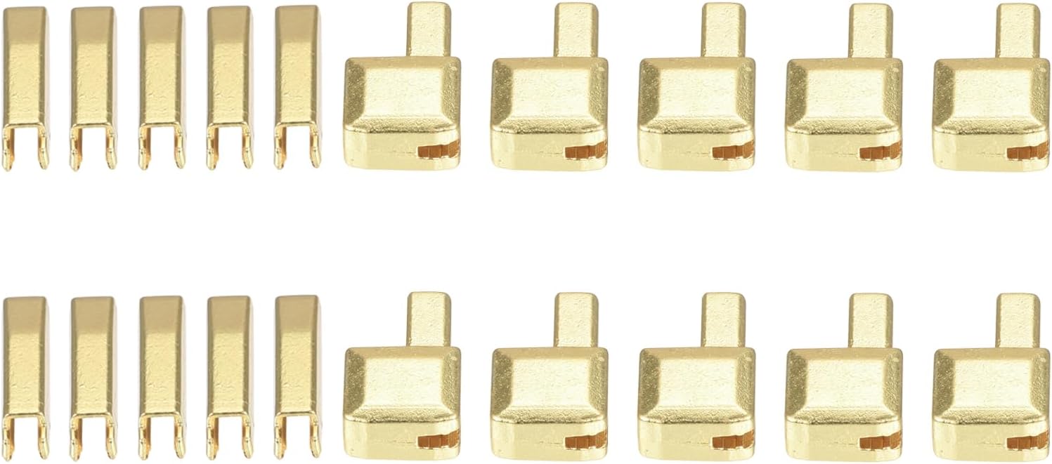 uxcell 10Sets Zipper Repair Kits, #5 Retainers Box &amp; Insertion Pins, Metal Latch Sliders for Bags Coats Open-end Zippers Replacing, Light Golden