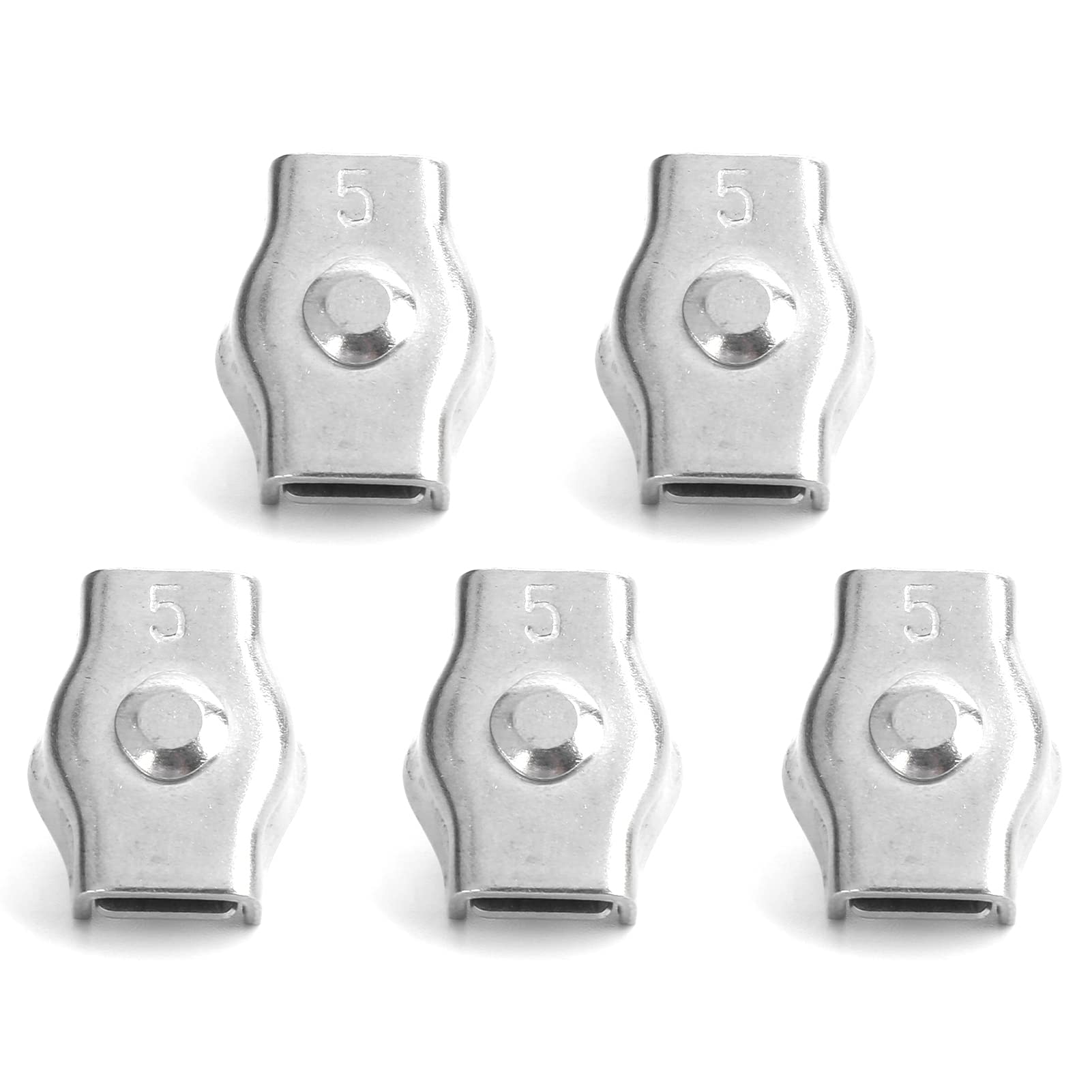 Wire Grip Clamp, Wire Grip Clip 5PCS Stainless Steel for Mining Equipment for Hoisting Machinery (5MM)