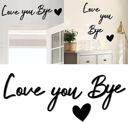 Letrero con texto en inglés Love You Bye, decoración de madera sobre la puerta, calcomanías para despegar y pegar, calcomanías de pared para el