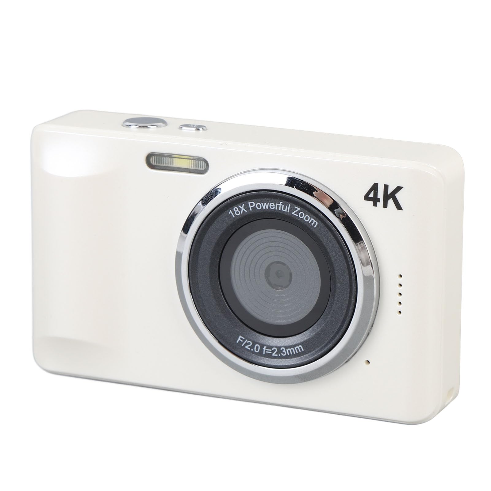 Camera Digitale Compatta da 6k 64MP con Autofocus, Zoom 18x e Schermo da 2,8 Pollici-Point e Fotocamera per la Fotografia di Viaggio (WHITE)