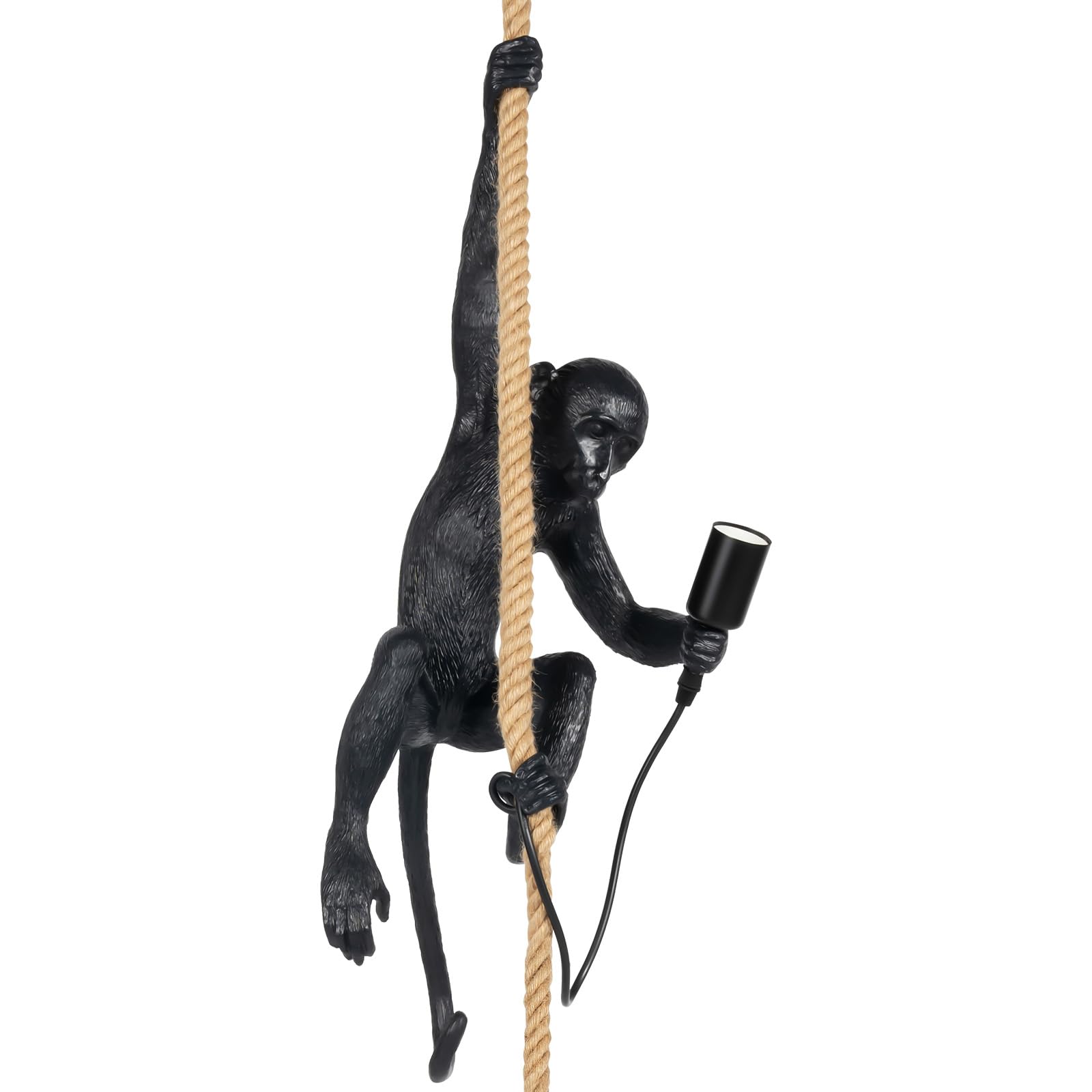 Vintage Monkey Pendant Light - Adjustable Hemp Rope Chandelier