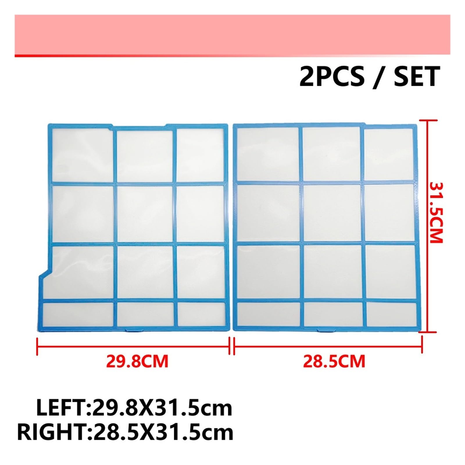 Compatible Con Hitachi, Filtro Del Condizionatore D'aria | Filtro Del Condizionatore D'aria, Dimensioni Del Filtro Dell'aria Condizionata: SINISTRA 29,8X31,5 Cm + DESTRA 28,5X31,5 Cm