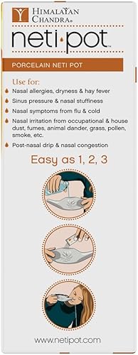 Miniatura 5 de Himalayan Sinus enjuague Neti Pot de porcelana con 30 bolsitas 11 onzas