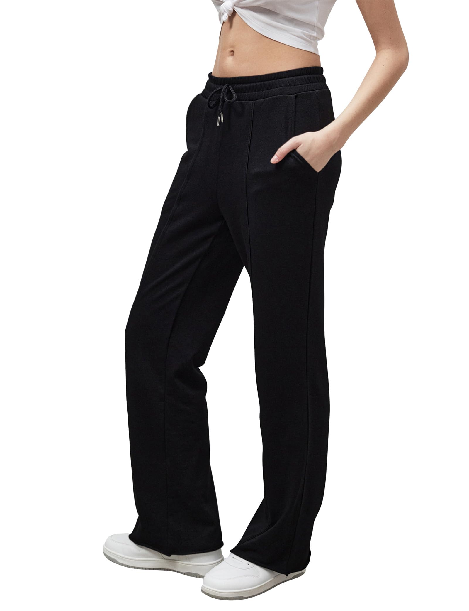 Enorsia Women's Black Pin Tuck Front Jersey Trousers In Size 12