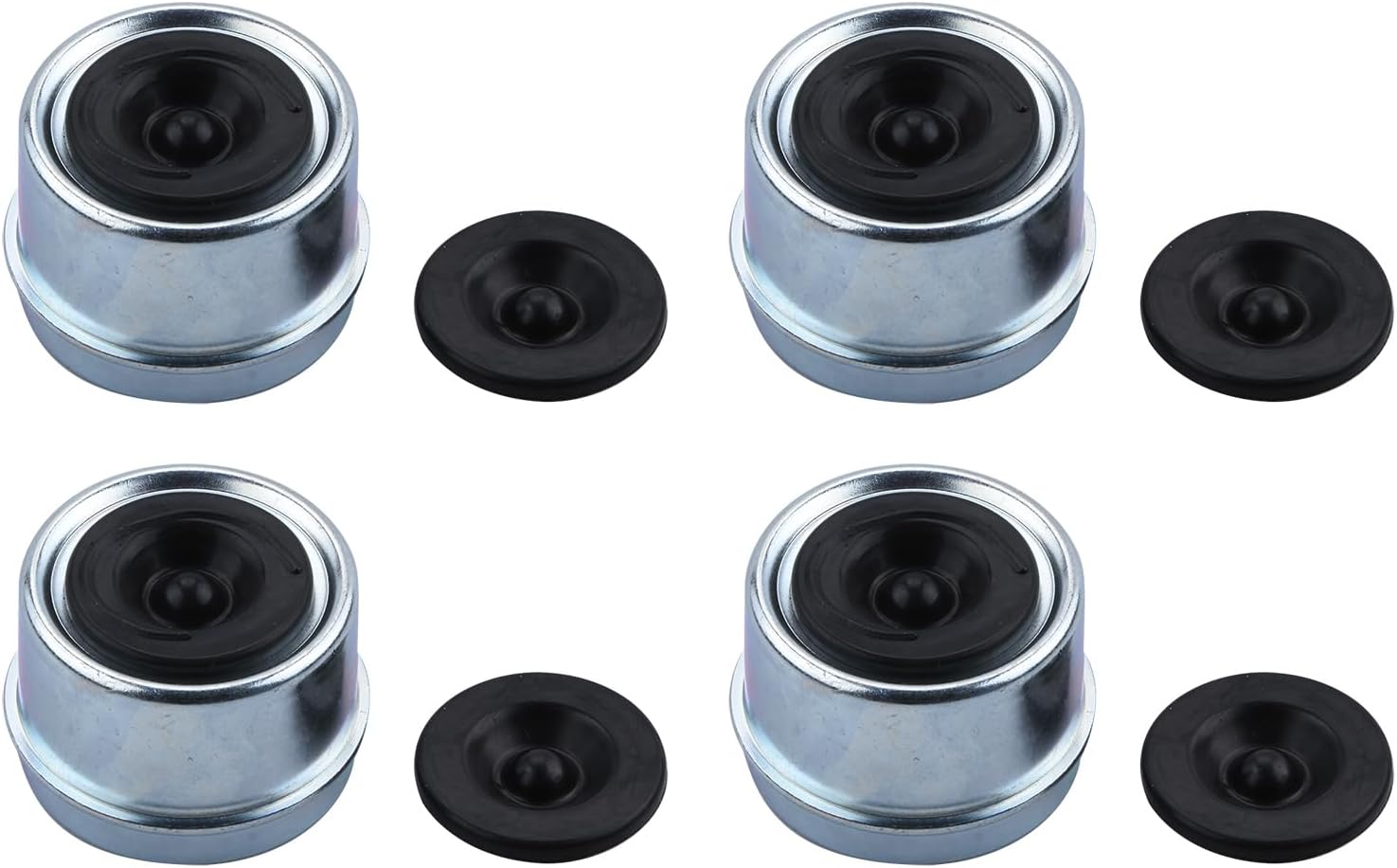 ZEZEFUFU 4PCS Trailer Hub Dust Caps with 4 Rubber Plugs, 1.98" Trailer Axle Dust Cap Cup