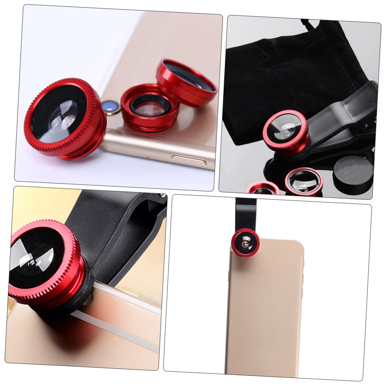 ERINGOGO 3-in-1 Mobile Phone Lens Set Wide Macro Fisheye Easy to Attach Detach for