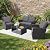 FHFO 4 Piece Outdoor Patio Furniture Set,Wicker Conversation Sets Outdoor Sectional Patio Sofa Couch with Cushions & Coffee Table for Outside, Garden, Balcony, Porch,Black/Grey
