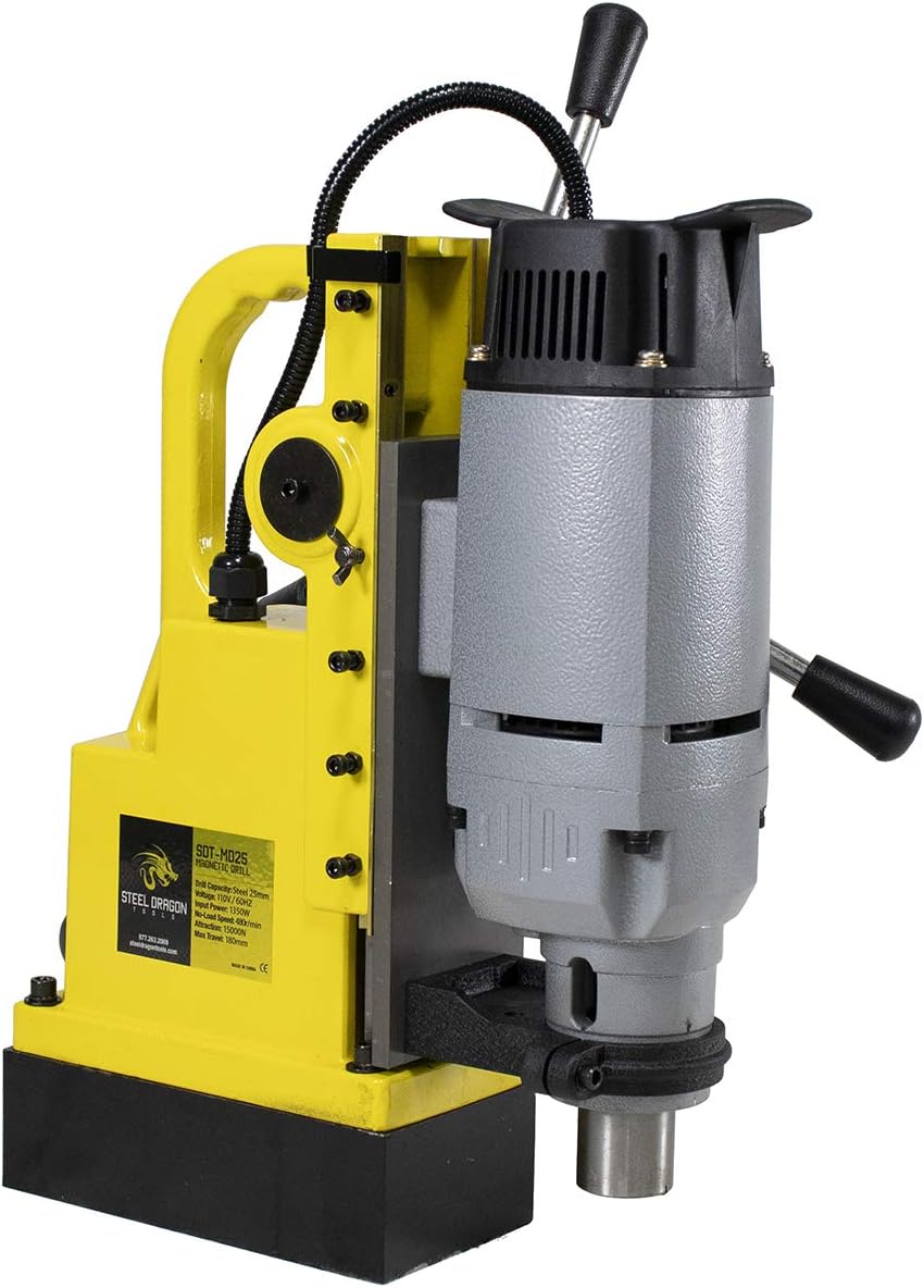 Steel Dragon Tools MD25 1350W Magnetic Drill Press with 1in. Boring Diameter 7in. Boring Depth & 3372 lb Magnetic Force