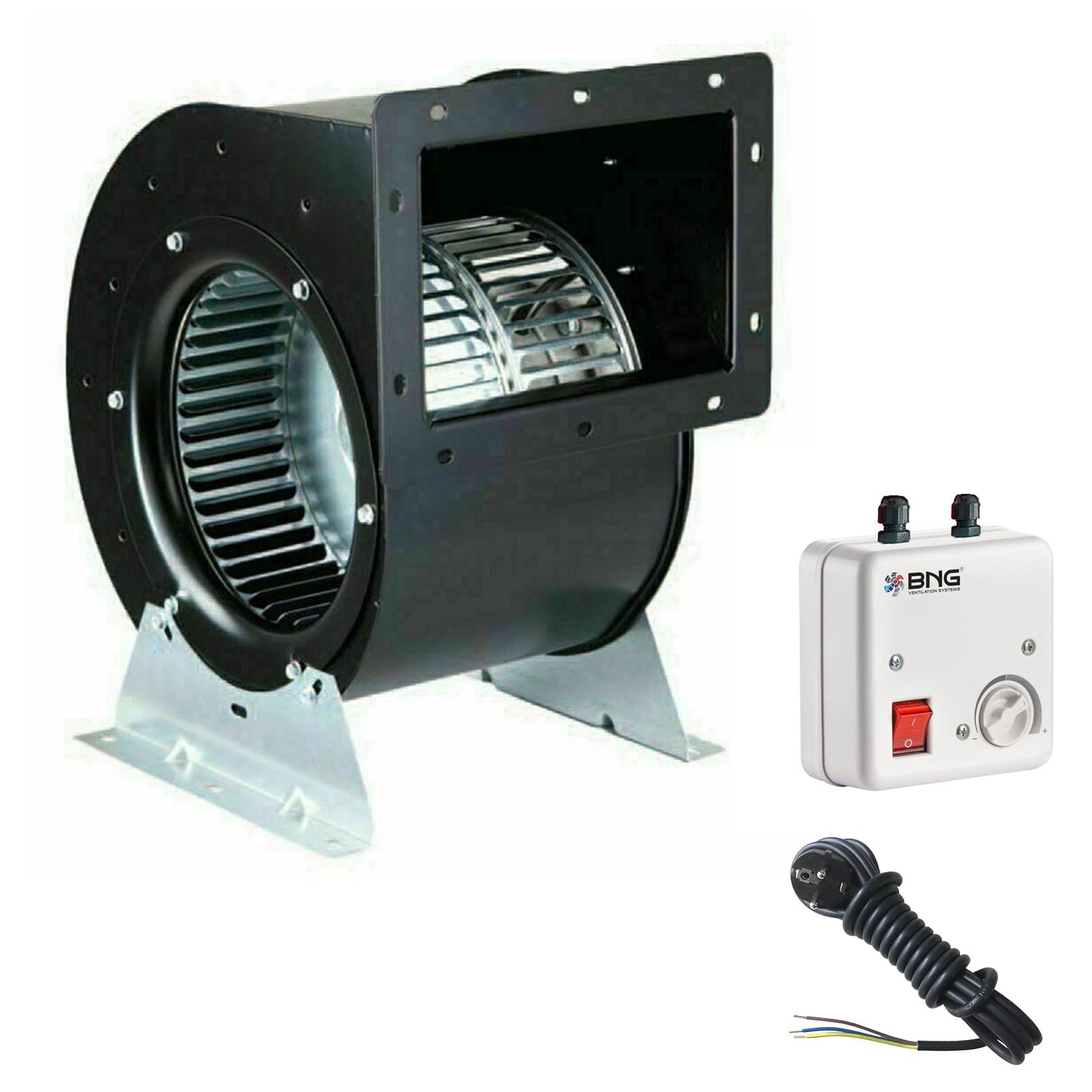 Gastro Airbox Radialventilator Industrie 230V 2200 m³/h Radialgebläse mit Drehzahlregler + 1.5 meter 3 Polig Kabel Lüftungbox