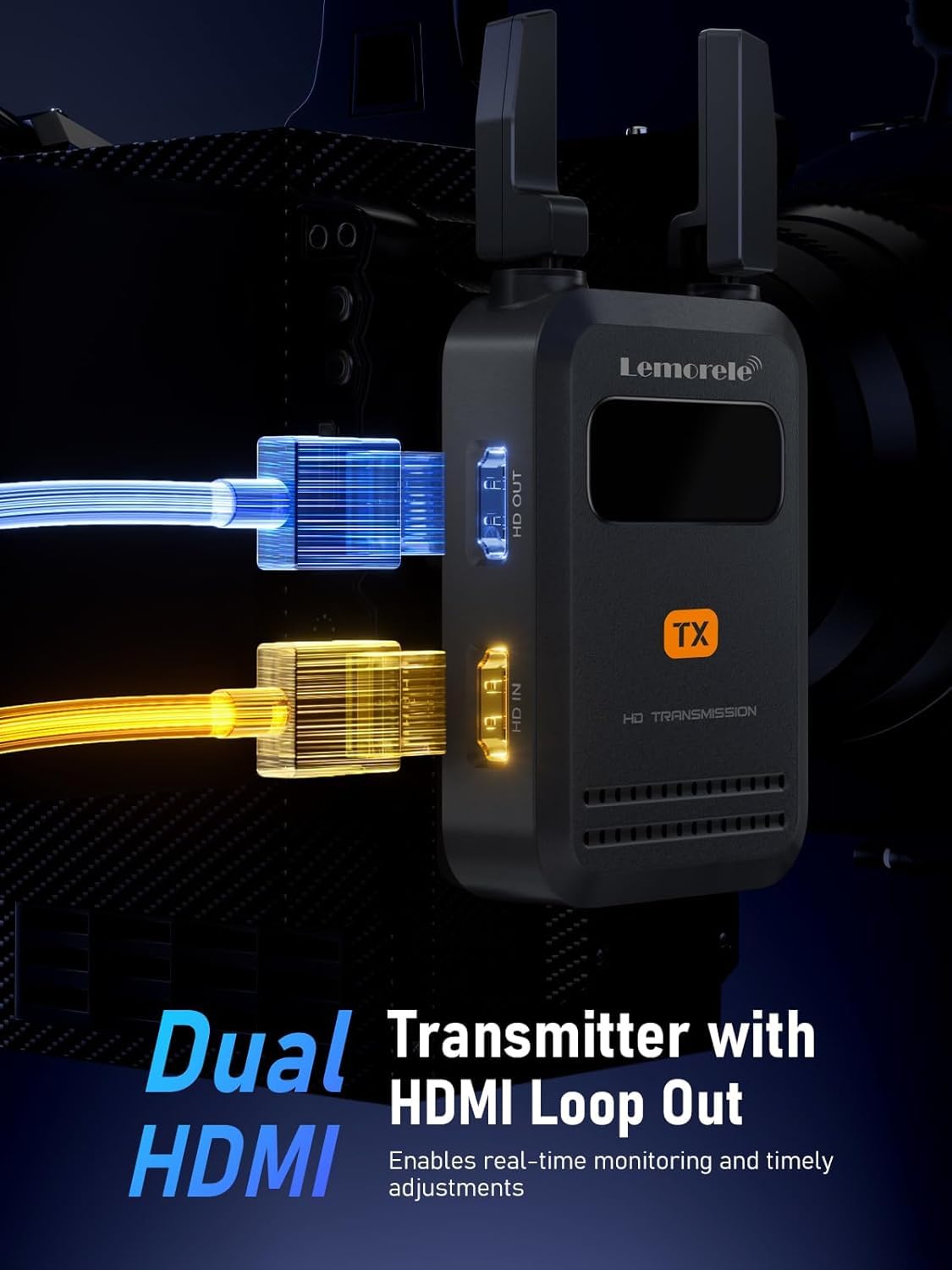 Trasmettitore Ricevitore Video HDMI Wireless Lemorele R5000, Portata 200 m, Doppia Antenna 5G Hz, Latenza 50 ms, Supporto fino a 4 Ricevitori, con App Mobile