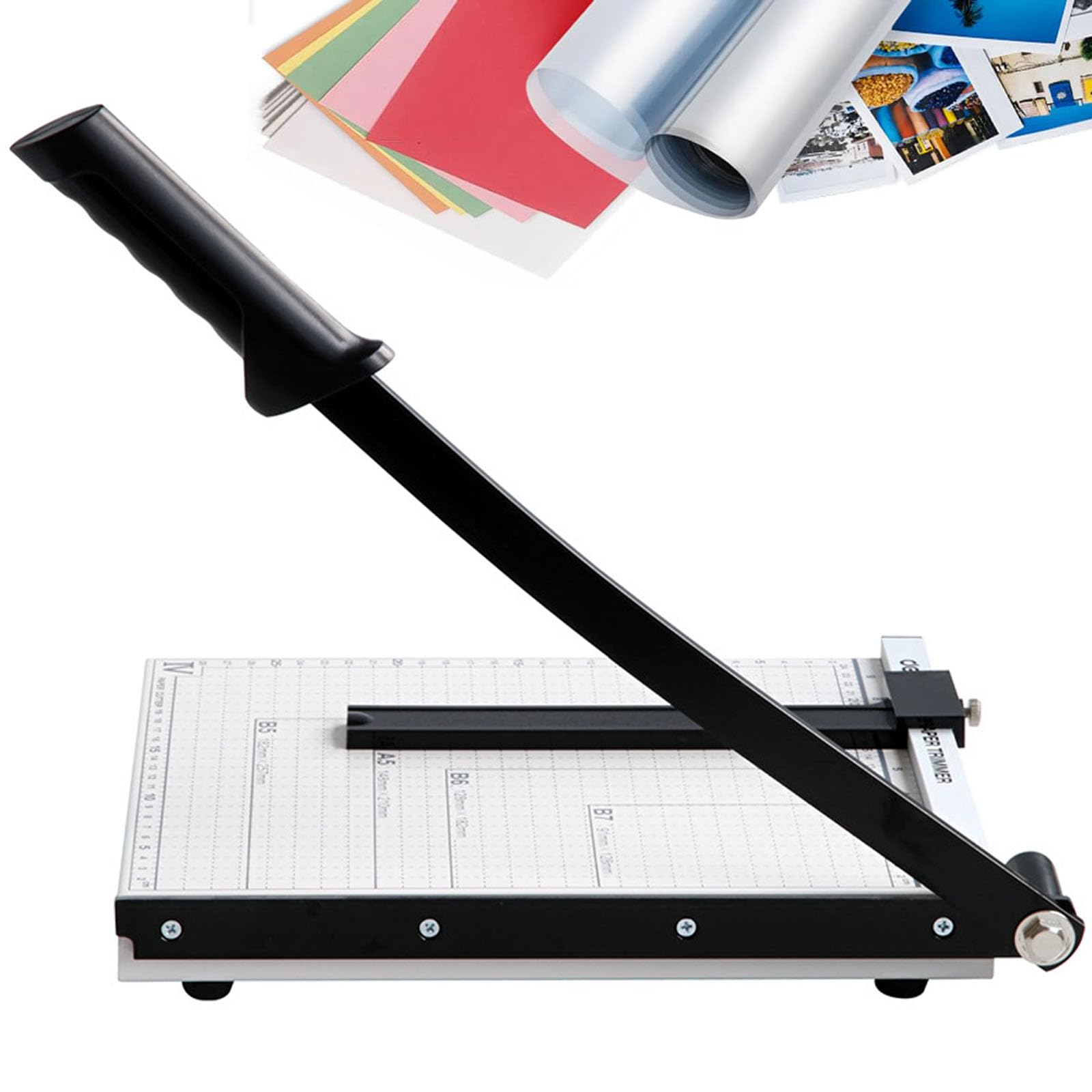 Paper Cutter, A3 Metal Guillotine Paper Cutter Cutting Performance Up To 15 Sheets, Guillotine Blade Trimmer with Automatic Security Safeguard and Side Ruler, for A4 A3 Paper, Craft Paper