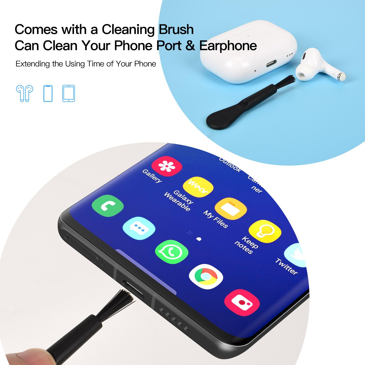 Genérico 12 Tapones Antipolvo USB Tipo C De Silicona Suave, Negro, Protección Para Móviles Y Tablets