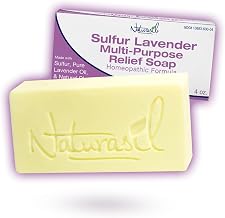 Naturasil 10% Sulfur Lavender Soap Bar Natural Skin Treatment for Acne, Bug Bites, Warts Treatment, Viral Bumps, Nodes & Itching | for Kids & Adults |113 grams