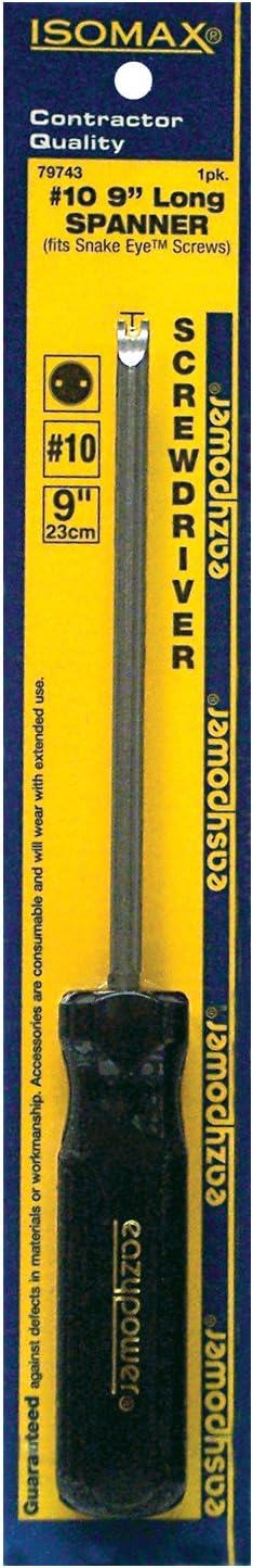 Eazypower 79743 1-Pack #10 Spanner Security Isomax 9-inch Screwdriver (fits Snake Eye Screw)