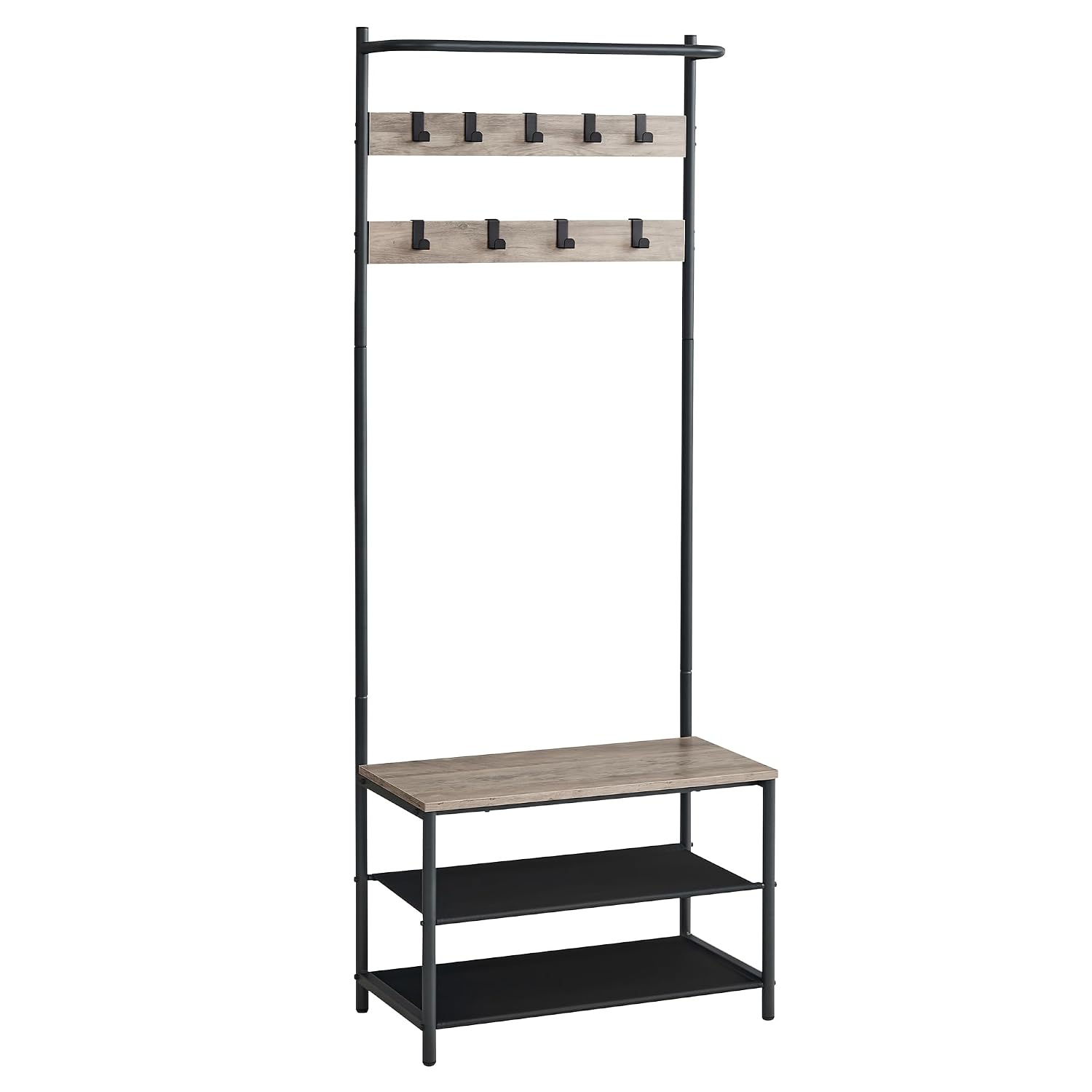 VASAGLE Coat Rack with Shoe Storage, Hall Tree, Coat Stand with Shoe Bench for Hallway, 9 Movable Hooks, Top Bar, 12.7 x 2... - Review, Price and Buying Guide