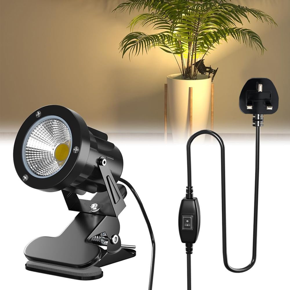 NKFBEV LED Clip on Spot Light, 7W Plug in Spot Lights Plant Uplighters with On/Off Switch, IP65 Waterproof LED Clamp Spotlight, Clamp Lamp Garden Spotlight for Lawn, Yard, Garden