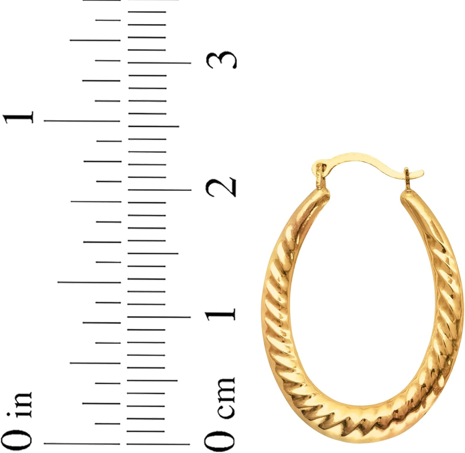 Floreo 10k Yellow Gold 23mm Graduated Oval Twist Hoop Earrings - Image 3