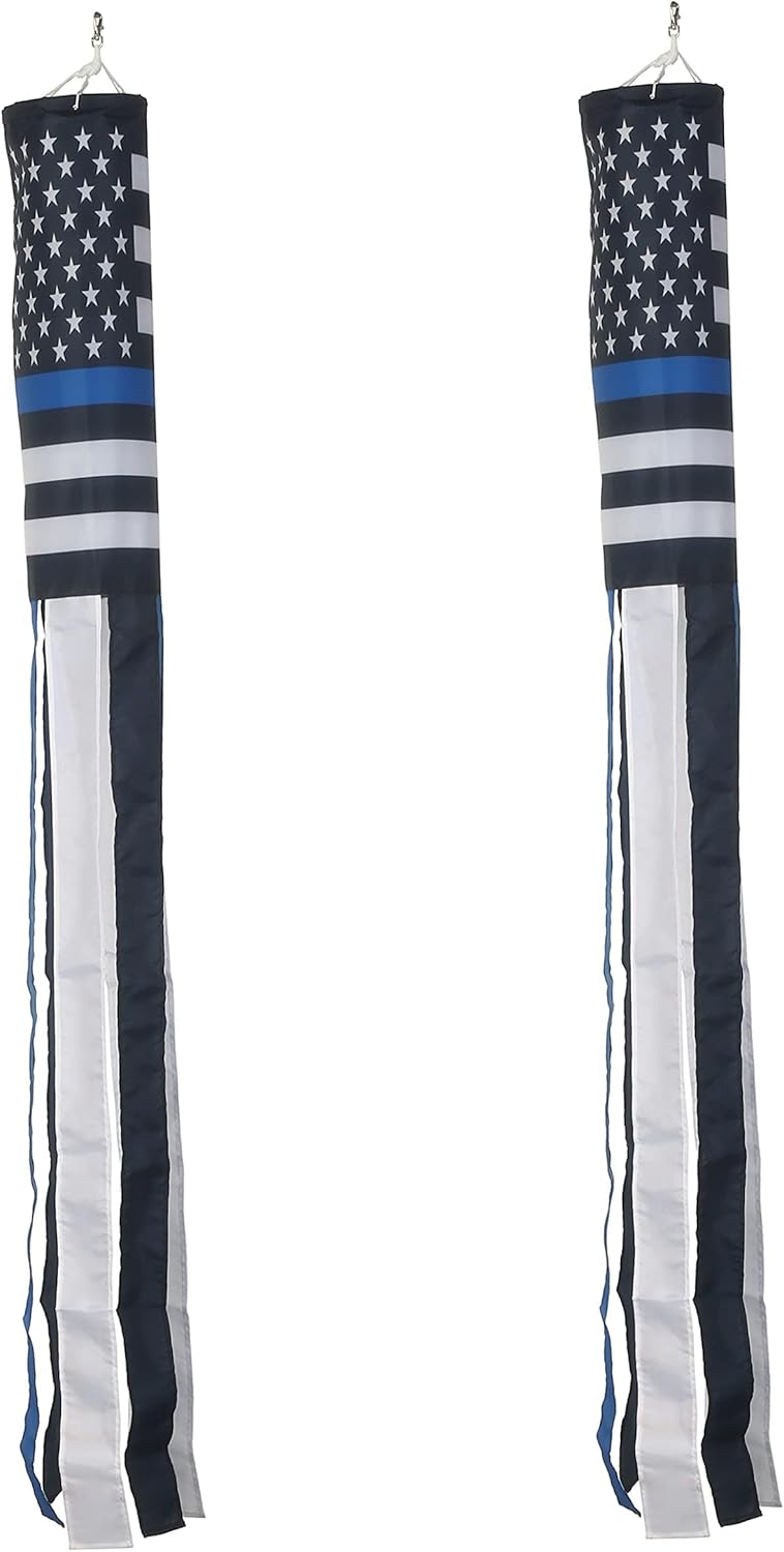 2 Pack Police WindSock Flag,WindSock Stripes Wind Socks For Yard And Garden Flag,Front Porch Hanging Waterproof Suitable For Every Season,60Inch.