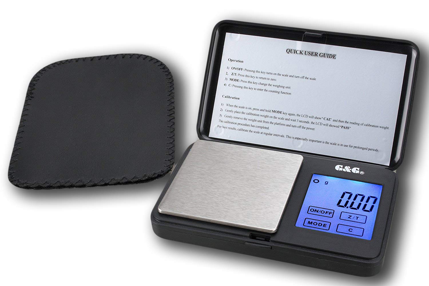 G&G TS Balance numérique de poche 500 g x 0,01 g avec poids de calibrage Noir 500 g x 0,01 g Poids d'étalonnage inclus