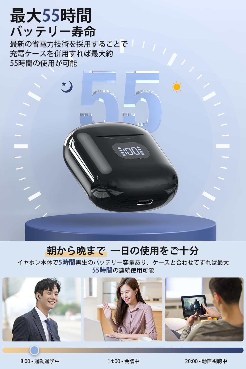 Amazon.co.jp: イヤホン bluetooth ワイヤレスイヤホン 48時間の再生