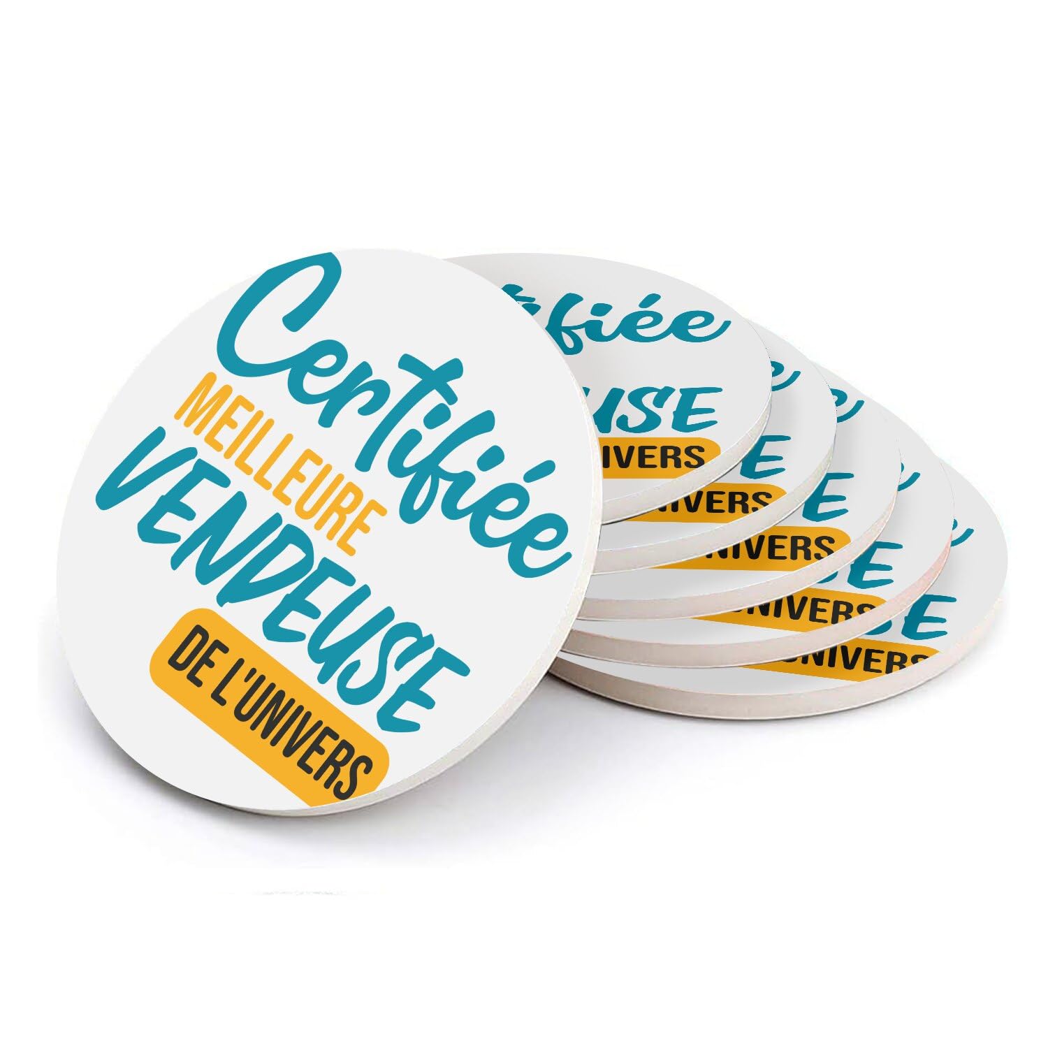 Sous verre ronds en céramique 108mm lot de 6 dessous de verre design