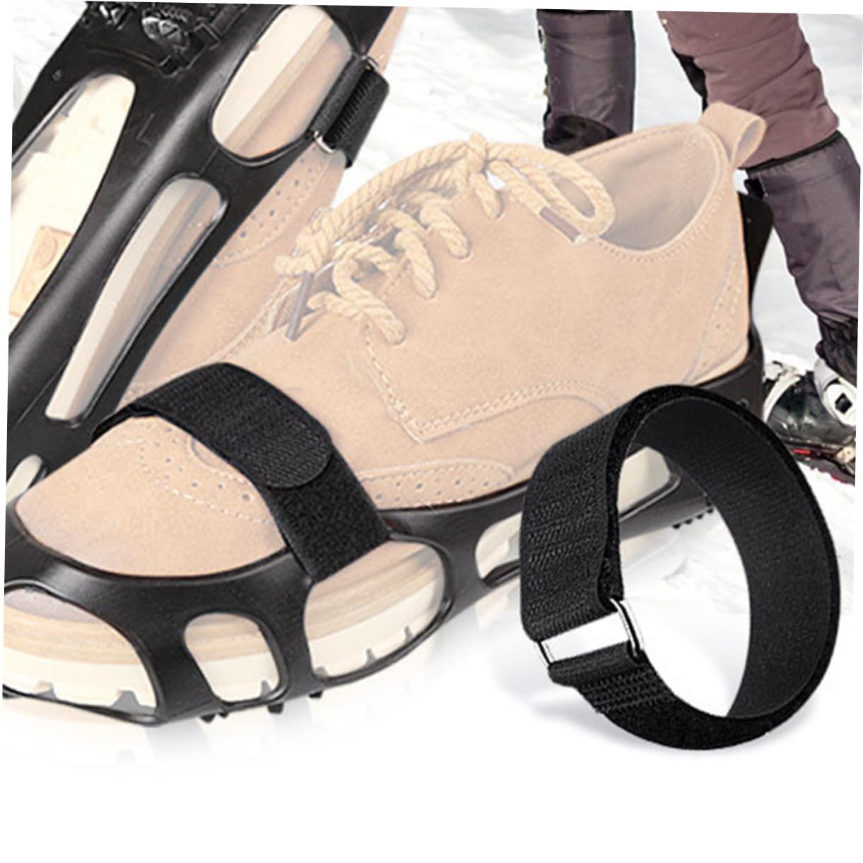 Garneck Correas Antideslizantes para Crampones de Hielo, Nylon Ajustable, 4 Piezas, Unisex para Senderismo y Montaña, Compatibles Botas y Zapatillas, Diseño Ligero y Resistente